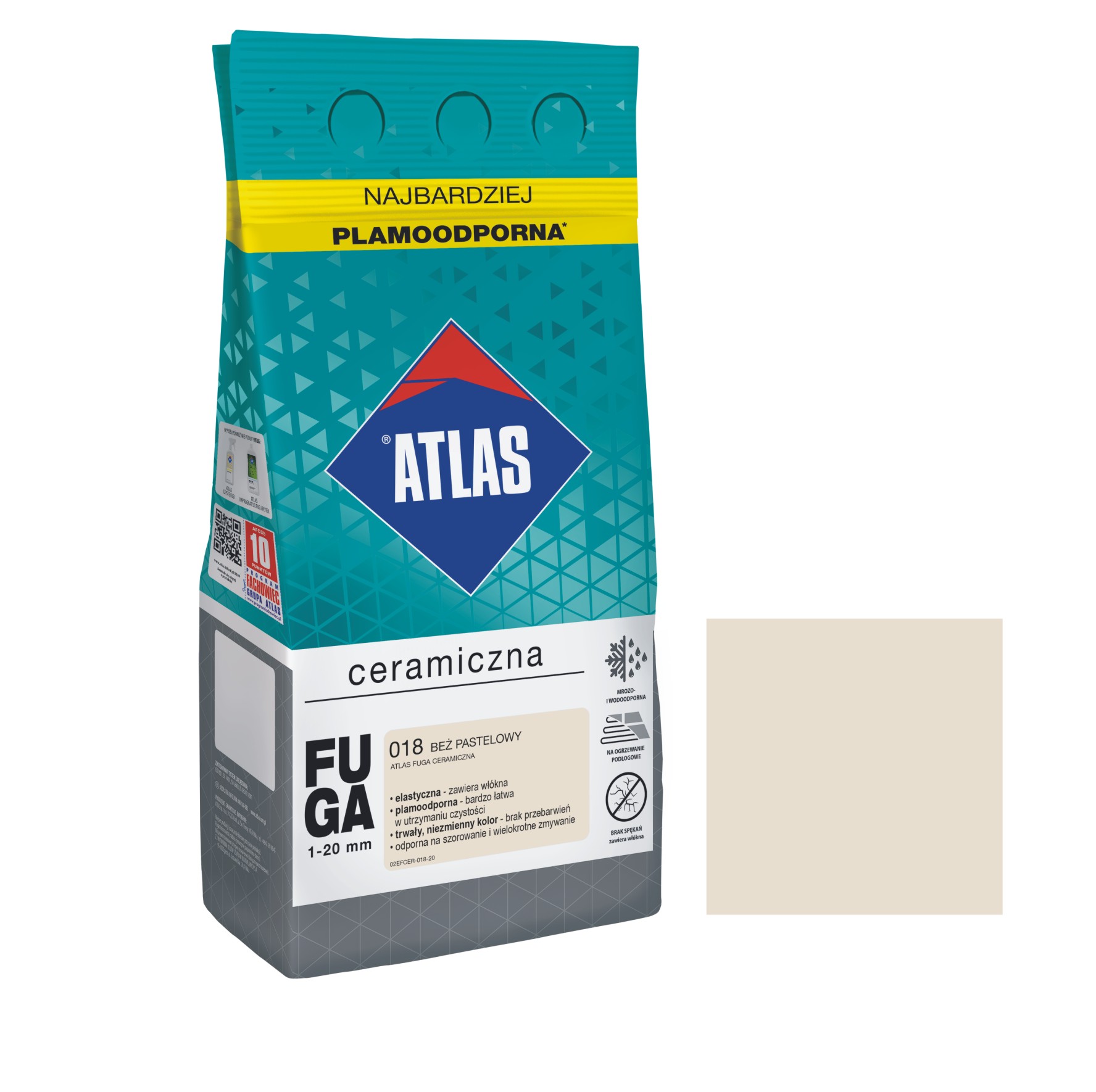 ATLAS FUGA  CERAMICZNA BEŻ PASTELOWY 018 2KG