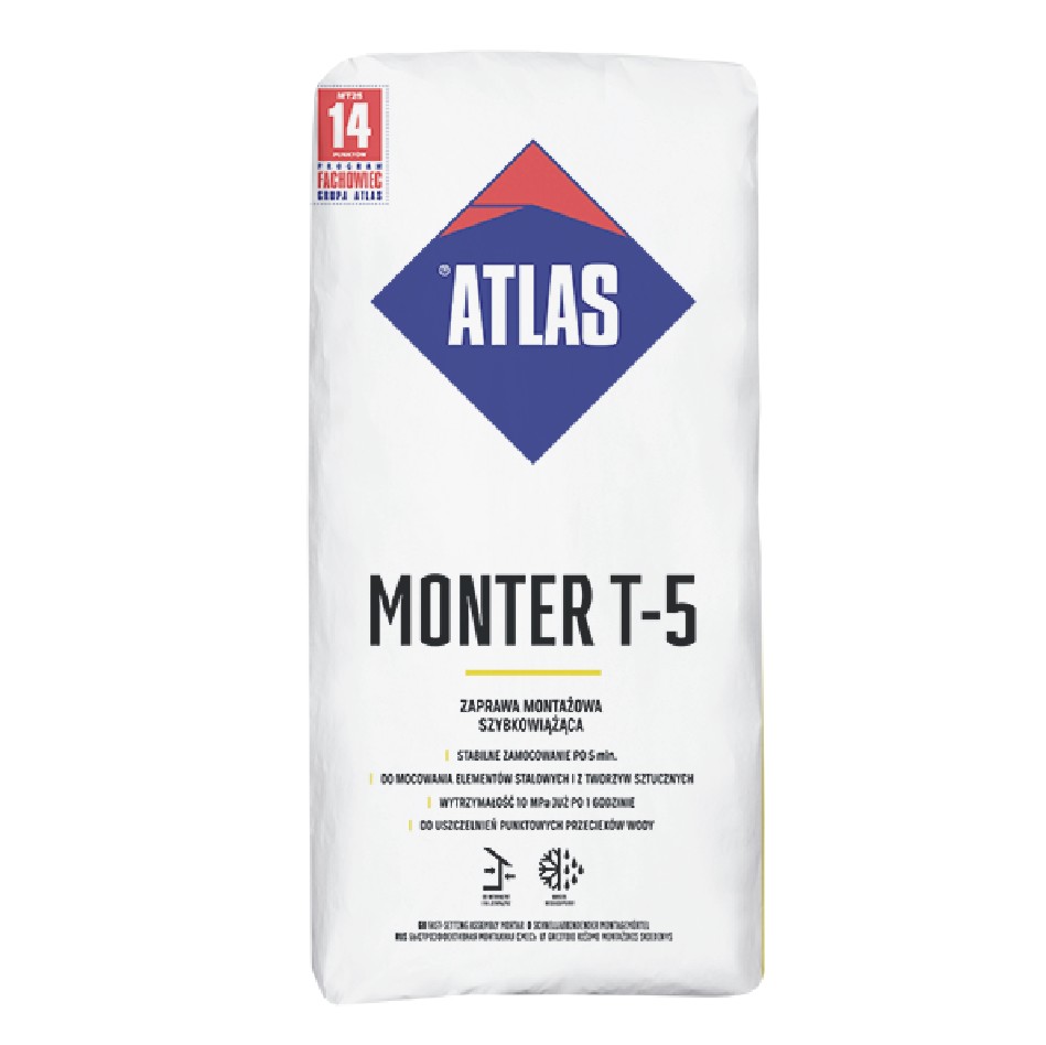 ATLAS MONTER T5  5 KG szybkowiążąca zaprawa montażowa