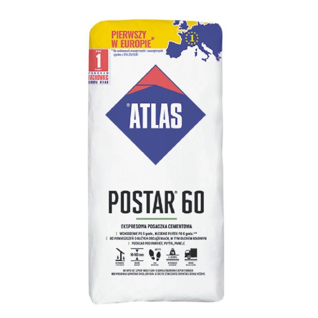 ATLAS POSTAR 60 25KG ekspresowa posadzka cementowa (10-100 mm)