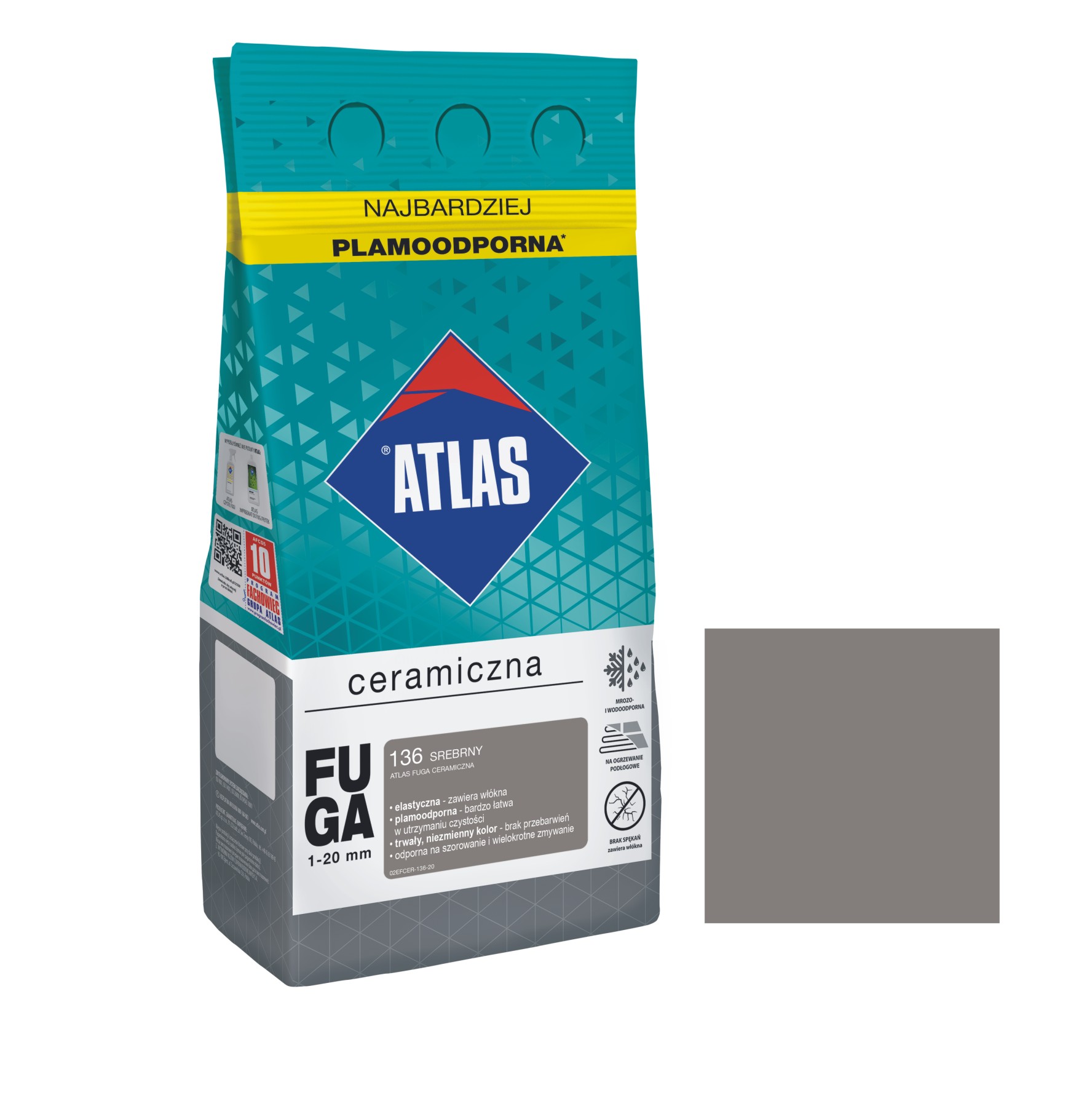 ATLAS FUGA  CERAMICZNA SREBRNA 136 2KG