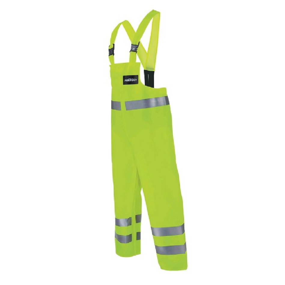 SPODNIE OGRODNICZKI PRZECIWDESZCZOWE ODBLASKOWE ŻÓŁTE 54 78214 AQUA HI-VIS B