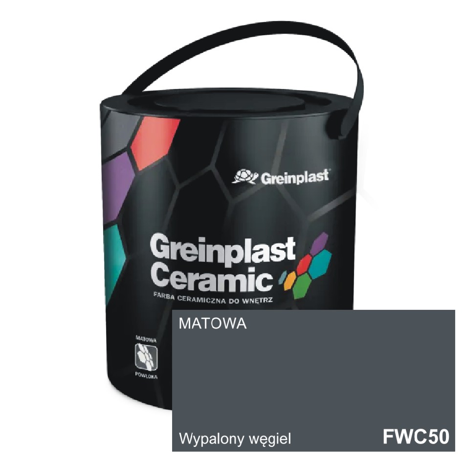 Farba CERAMICZNA 50 Wypalony węgiel 2,5L Greinplast