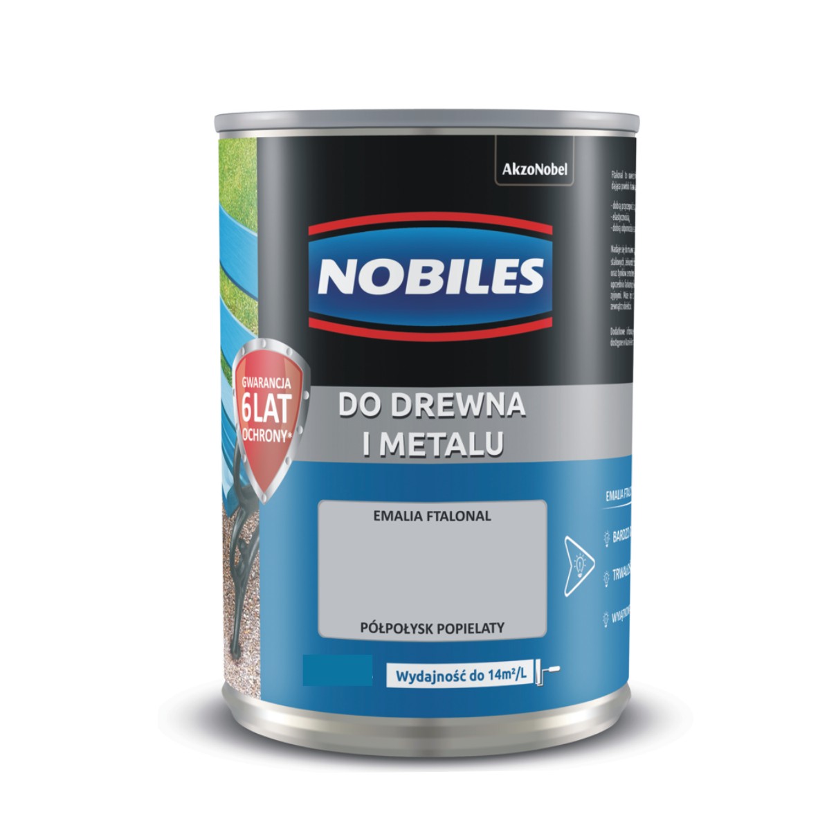 Farba do drewna i metalu FTALONAL POPIELATY 0,7L Nobiles