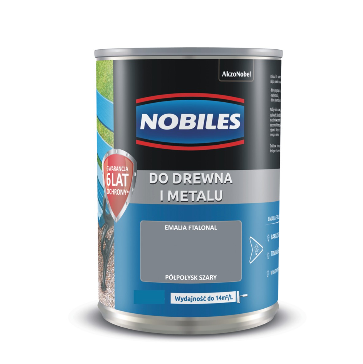 Farba do drewna i metalu FTALONAL SZARY 0,7L Nobiles