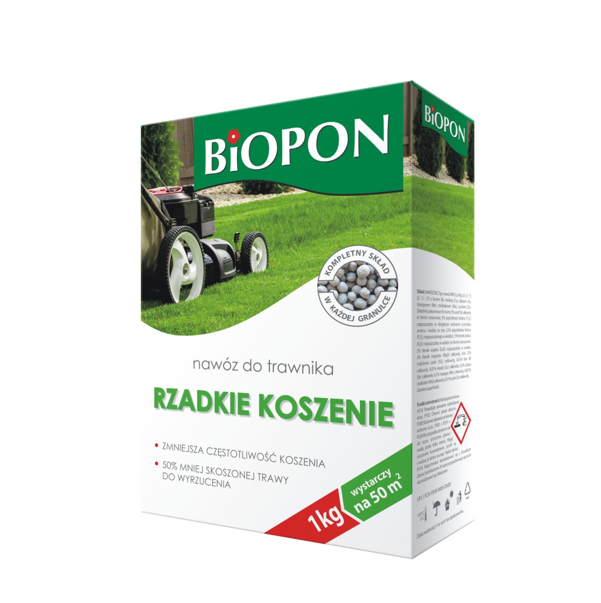 NAWÓZ DO TRAWNIKA RZADKIE KOSZENIE 1KG Biopon