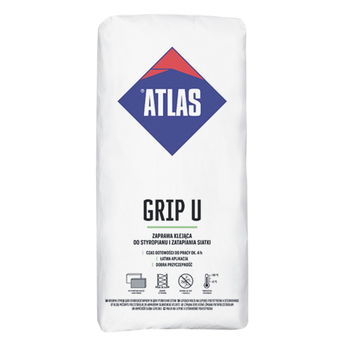 ATLAS KLEJ GRIP U 25KG zaprawa klejąca do styropianu i zatapiana siatki 