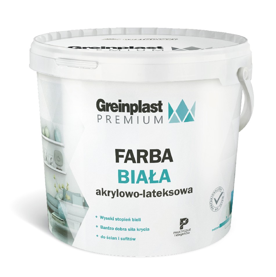 FARBA AKRYLOWO-LATEKSOWA BIAŁA PREMIUM 10L Greinplast